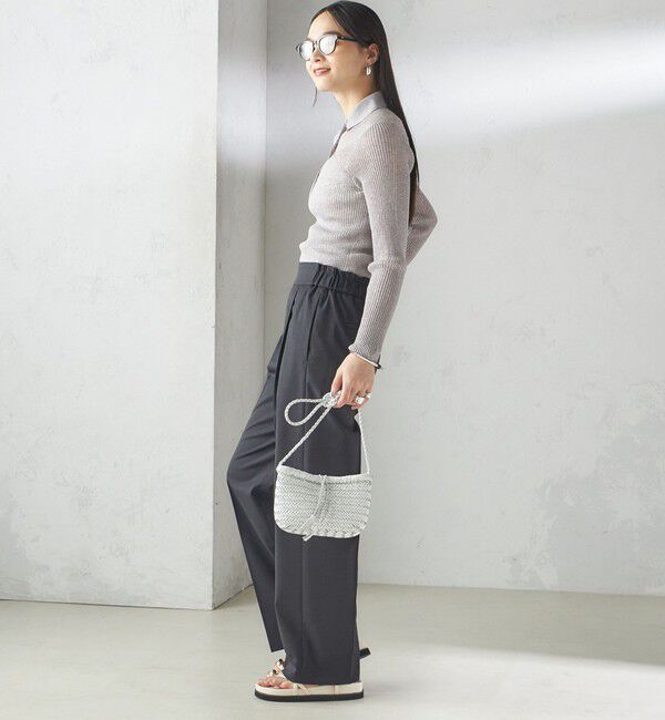 SHIPS for women「〈手洗い可能〉シアー リブ 長袖 ポロ ニット」|ニット・セーター|