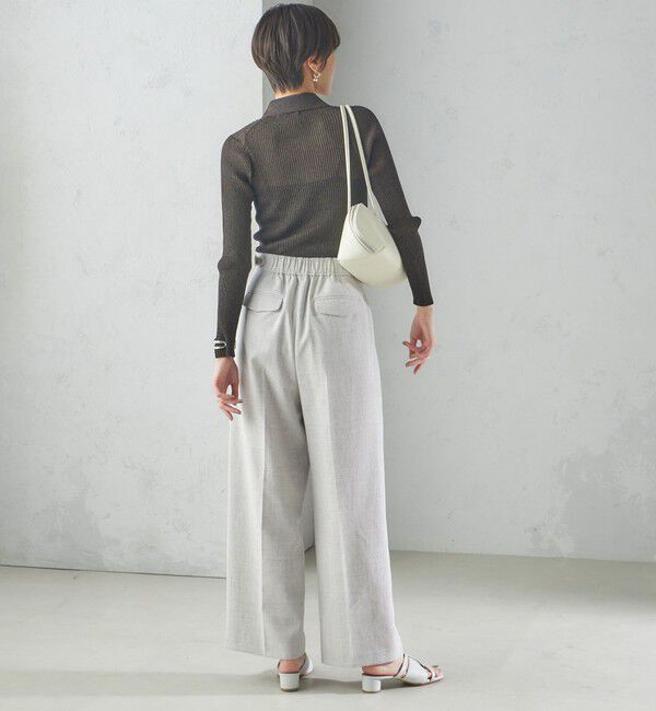 SHIPS for women「〈手洗い可能〉シアー リブ 長袖 ポロ ニット」|ニット・セーター|