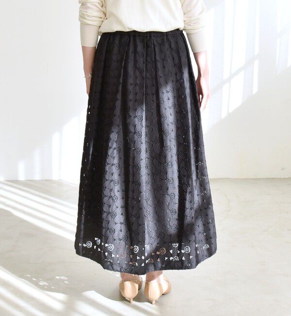 quaranciel「quaranciel:〈手洗い可能〉フラワー レース ランダム タック スカート」|スカート|