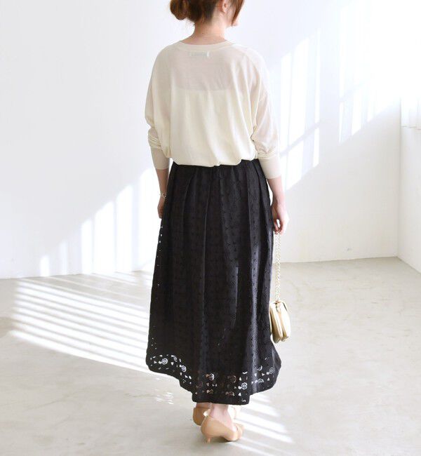 quaranciel「quaranciel:〈手洗い可能〉フラワー レース ランダム タック スカート」|スカート|