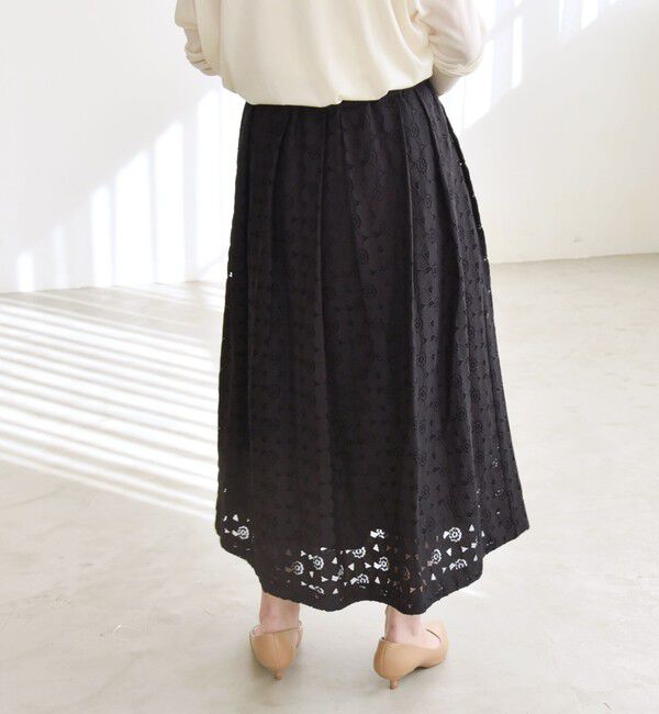 quaranciel「quaranciel:〈手洗い可能〉フラワー レース ランダム タック スカート」|スカート|