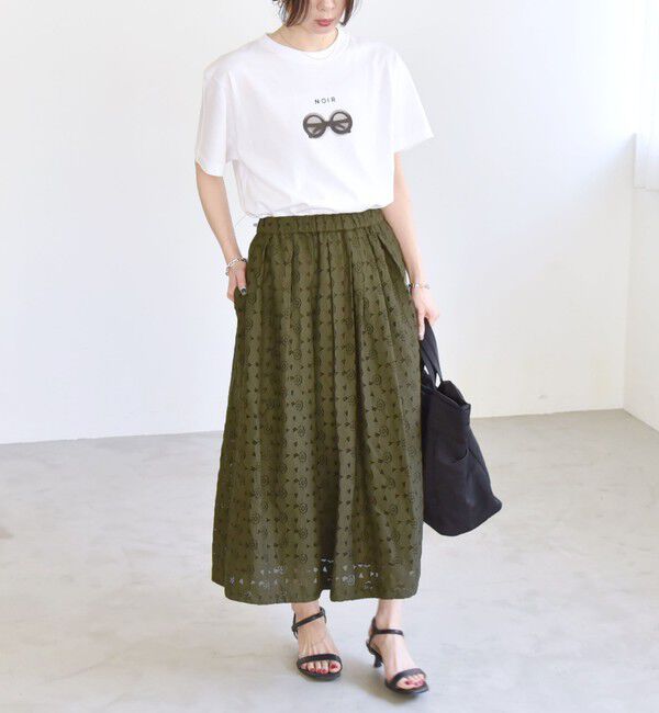 quaranciel「quaranciel:〈手洗い可能〉フラワー レース ランダム タック スカート」|スカート|