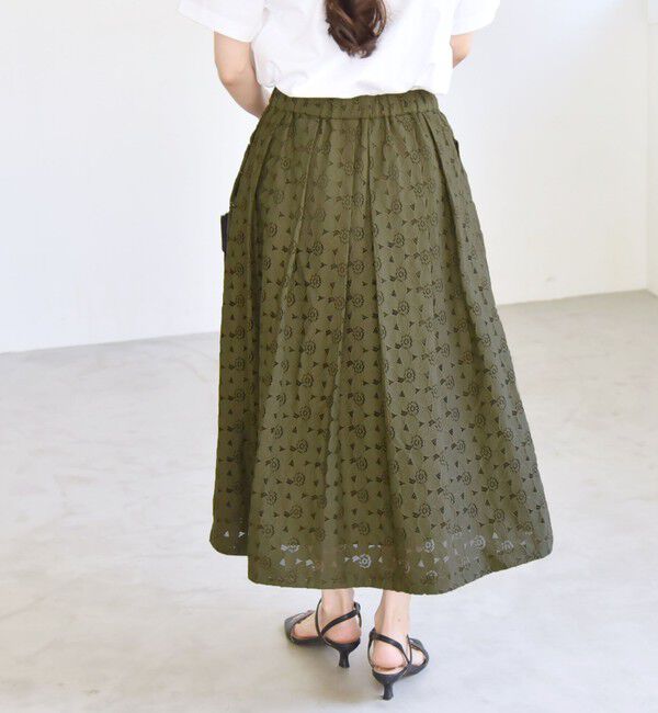 quaranciel「quaranciel:〈手洗い可能〉フラワー レース ランダム タック スカート」|スカート|