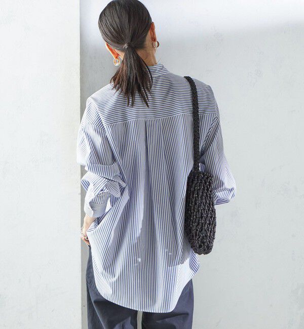 SHIPS for women「SHIPS Primary Navy Label:コットン タイプライター ビッグ シャツ」|シャツ・ブラウス|