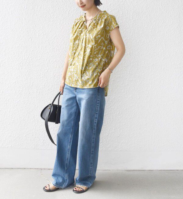 SHIPS for women「〈手洗い可能〉綿 ローン ボタニカル プリント フレンチ スリーブ ブラウス」|シャツ・ブラウス|