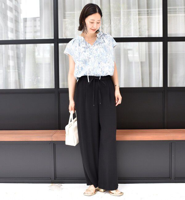 SHIPS for women「〈手洗い可能〉綿 ローン ボタニカル プリント フレンチ スリーブ ブラウス」|シャツ・ブラウス|