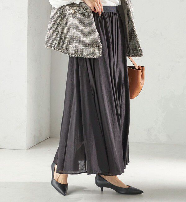 SHIPS for women「〈手洗い可能〉ウエスト ゴム ボリューム フレア ロング スカート」|スカート|