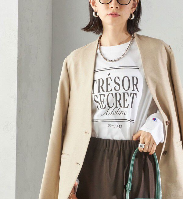 SHIPS for women「【SHIPS別注】Champion: プリント ロングスリーブ TEE」|Tシャツ・カットソー|ホワイト