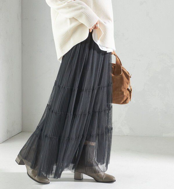 SHIPS for women「〈手洗い可能〉チュール プリーツ ティアード スカート」|スカート|