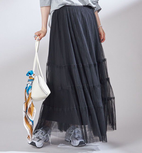 SHIPS for women「〈手洗い可能〉チュール プリーツ ティアード スカート」|スカート|
