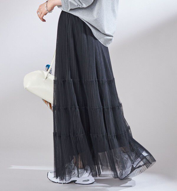 SHIPS for women「〈手洗い可能〉チュール プリーツ ティアード スカート」|スカート|