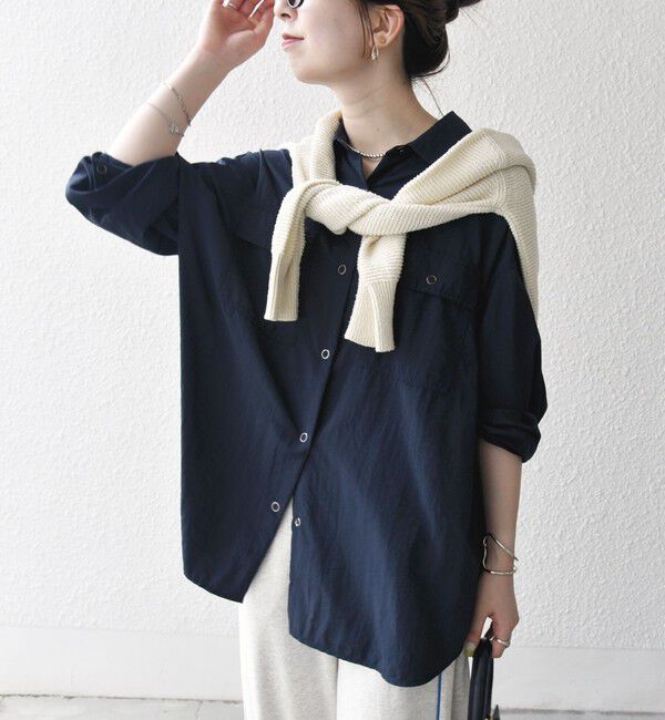 SHIPS any「SHIPS any:〈多機能/洗濯機可能〉ナイロン タスラン ポケット ビッグ シャツ」|シャツ・ブラウス|