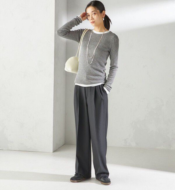 SHIPS for women「〈手洗い可能〉ラメ シアー リブ ニット プルオーバー」|ニット・セーター|