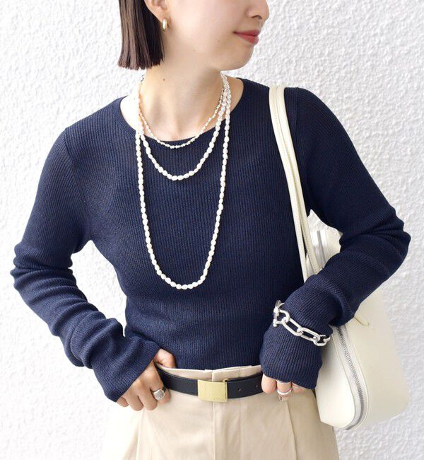 SHIPS for women「〈手洗い可能〉ラメ シアー リブ ニット プルオーバー」|ニット・セーター|