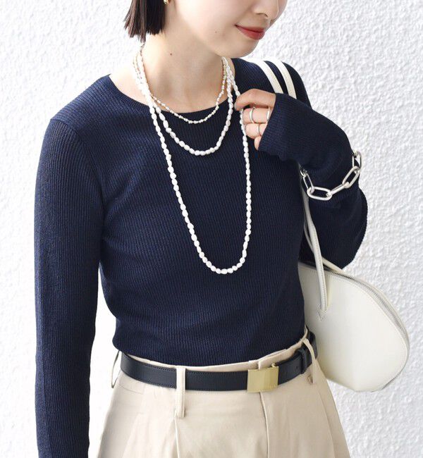 SHIPS for women「〈手洗い可能〉ラメ シアー リブ ニット プルオーバー」|ニット・セーター|