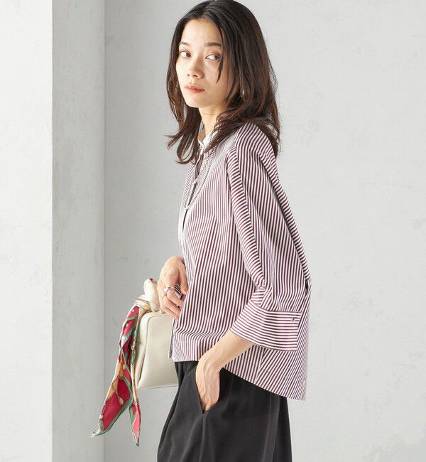 SHIPS for women「〈手洗い可能〉綿 ポリエステル ストライプ 羽織 シャツ」|シャツ・ブラウス|