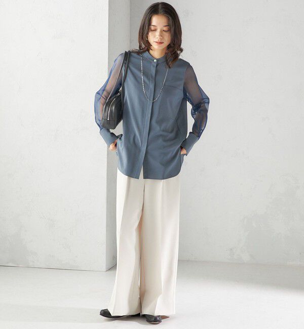 SHIPS for women「〈手洗い可能〉シアー 袖 ポケット デザイン シャツ」|シャツ・ブラウス|