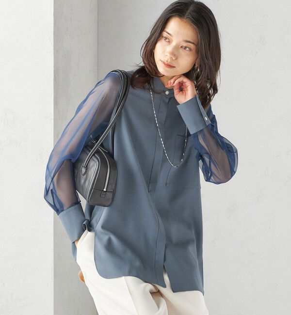 SHIPS for women「〈手洗い可能〉シアー 袖 ポケット デザイン シャツ」|シャツ・ブラウス|