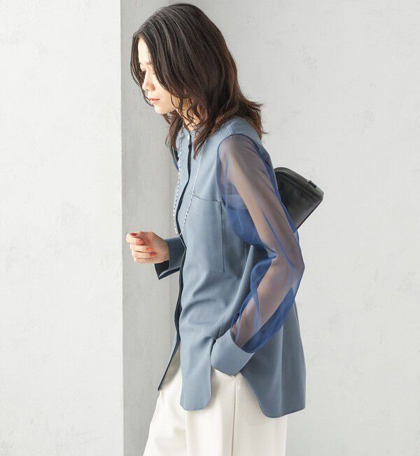 SHIPS for women「〈手洗い可能〉シアー 袖 ポケット デザイン シャツ」|シャツ・ブラウス|