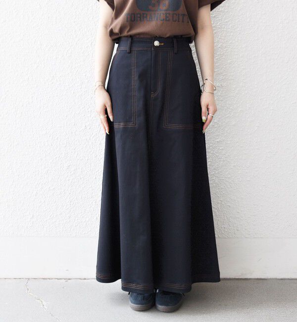 SHIPS any「SHIPS any:〈洗濯機可能〉チノ ステッチ フレア ロング スカート」|フレア|