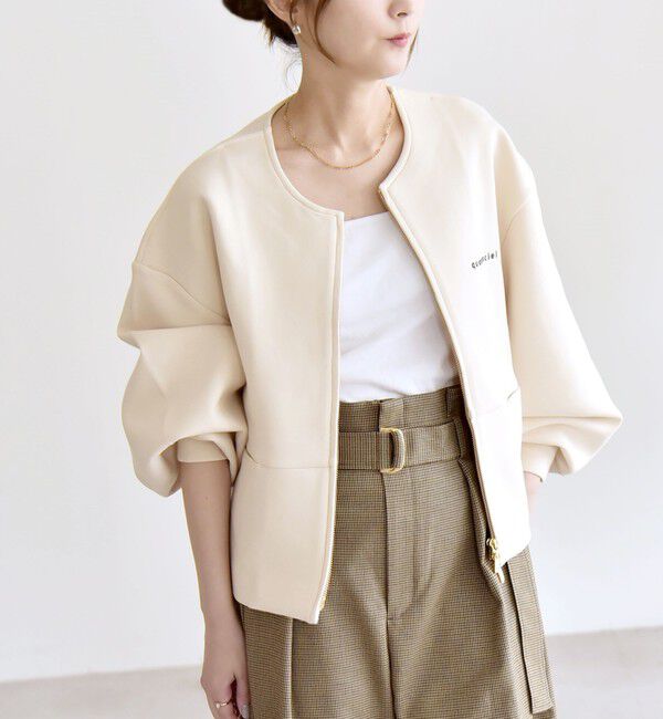 quaranciel「quaranciel:〈洗濯機可能〉ポンチ ロゴプリント スウェット ジップ ブルゾン カーディガン」|スウェット・ジャージ|