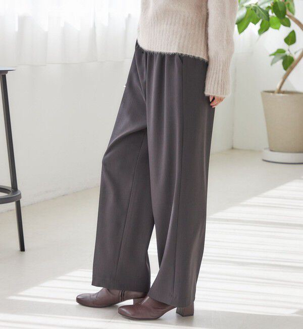 SHIPS for women「〈UVカット/防シワ加工〉梳毛調 ストレッチ ドロスト パンツ」|その他|