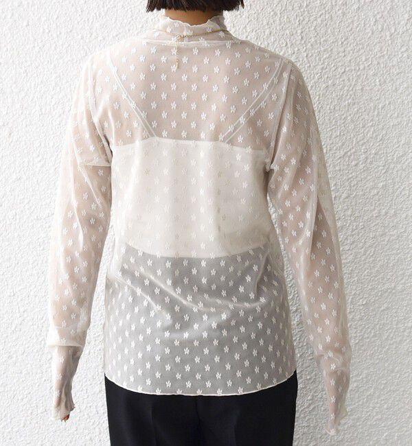 SHIPS for women「〈手洗い可能〉フラワー チュール ハイネック プルオーバー」|Tシャツ・カットソー|