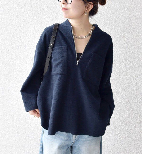 SHIPS any「SHIPS any:〈洗濯機可能〉フリース ライク ハーフジップ ポケット プルオーバー」|Tシャツ・カットソー|