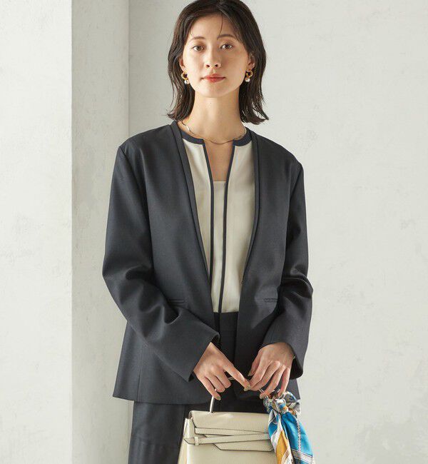SHIPS for women「〈手洗い可能〉DELEGANT ダブルカラー ジャケット（セットアップ対応）」|ノーカラージャケット|