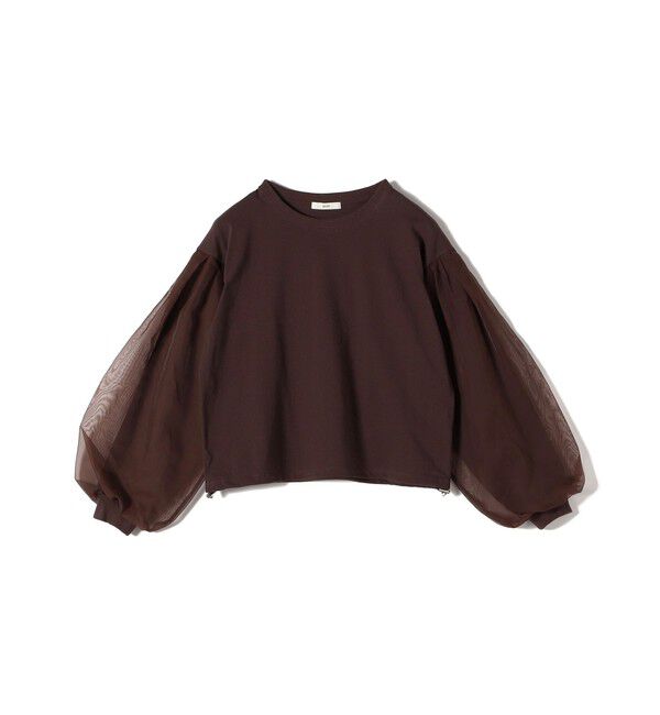 SHIPS for women「《一部追加予約》【WEB限定】〈手洗い可能〉シアー コンビ 裾 ドロスト プルオーバー」|プルオーバー|