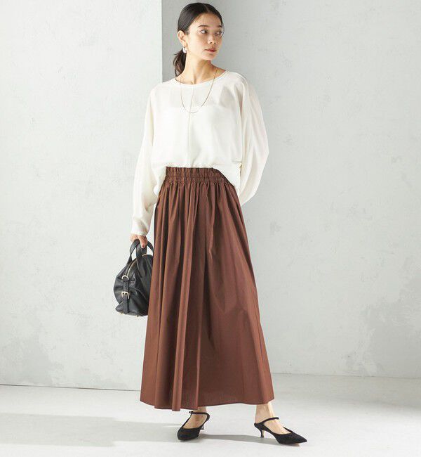 SHIPS for women「〈手洗い可能〉タイプライター チンツ タック ギャザー スカート」|スカート|