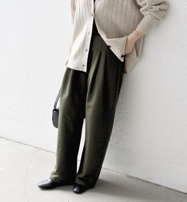 SHIPS any「SHIPS any:〈洗濯機可能〉裏起毛 イージー タック パンツ」|その他|オリーブ