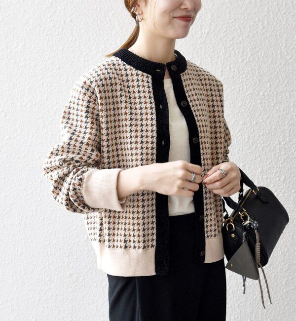 SHIPS any「《一部追加予約》SHIPS any:〈手洗い可能〉モールヤーン クルーネック 千鳥柄 カーディガン」|カーディガン|