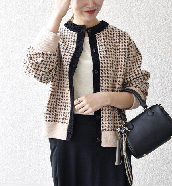 SHIPS any「《一部追加予約》SHIPS any:〈手洗い可能〉モールヤーン クルーネック 千鳥柄 カーディガン」|カーディガン|
