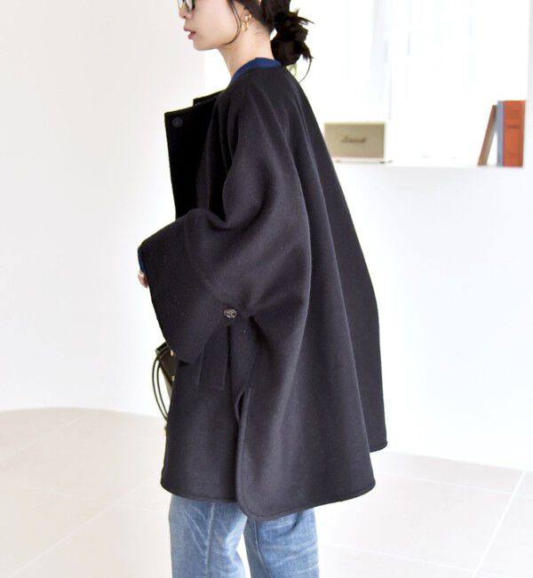 quaranciel「quaranciel: スライバー ウール ミックス クルーネック コート」|ノーカラーコート|