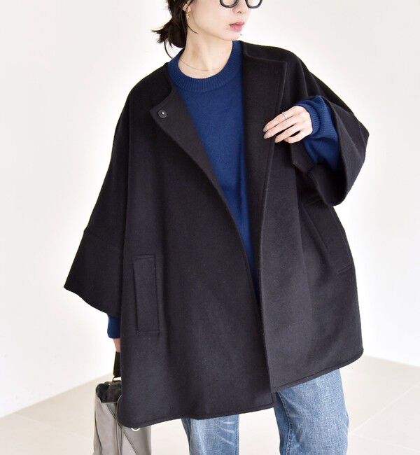 quaranciel「quaranciel: スライバー ウール ミックス クルーネック コート」|ノーカラーコート|