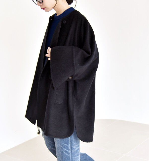 quaranciel「quaranciel: スライバー ウール ミックス クルーネック コート」|ノーカラーコート|