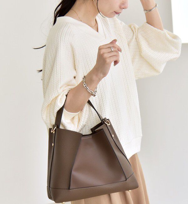 quaranciel「quaranciel:〈手洗い可能〉ケーブル ジャージー Vネック プルオーバー」|Tシャツ・カットソー|