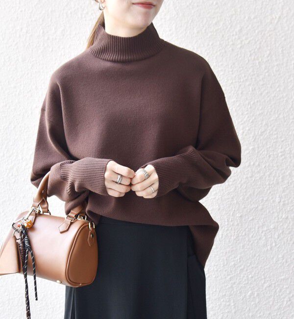 SHIPS any「SHIPS any:〈洗濯機可能〉ハイネック ボリュームスリーブ ロングリブ ニット プルオーバー」|ニット・セーター|