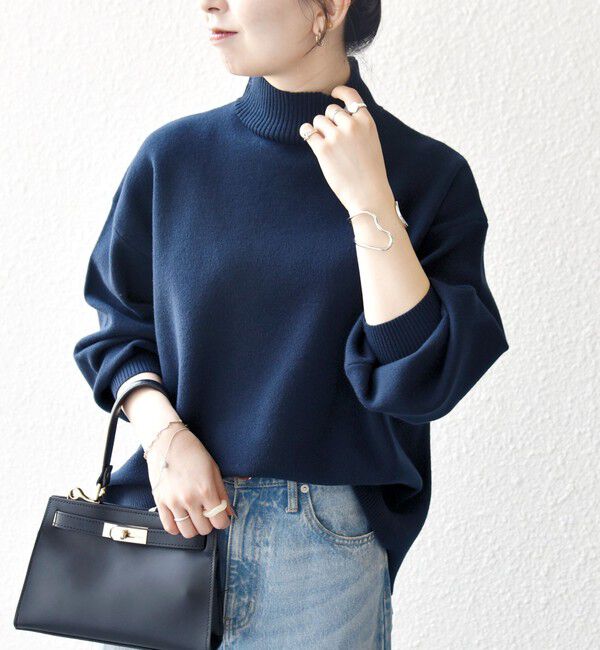 SHIPS any「SHIPS any:〈洗濯機可能〉ハイネック ボリュームスリーブ ロングリブ ニット プルオーバー」|ニット・セーター|