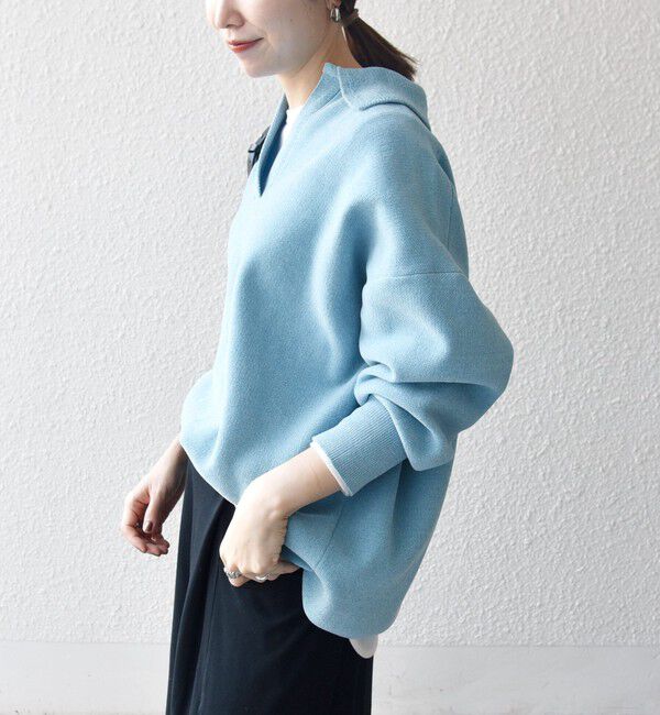 SHIPS any「SHIPS any:〈手洗い可能〉モールヤーン スキッパー ポロ ニット プルオーバー」|ニット・セーター|