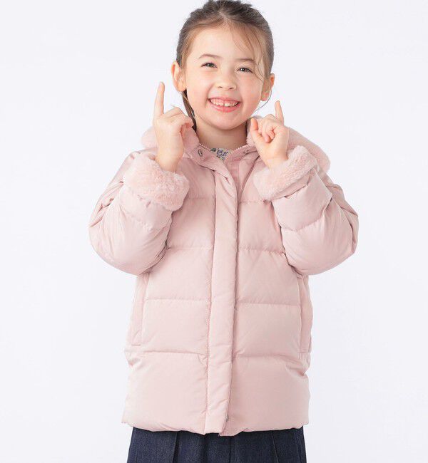 SHIPS KIDS「SHIPS KIDS:100～130cm /〈撥水/手洗い可能〉ミディアム丈 リサイクル ダウン フーディー」|ダウン|