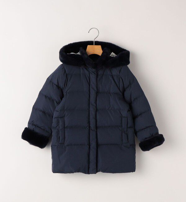 SHIPS KIDS「SHIPS KIDS:100～130cm /〈撥水/手洗い可能〉ミディアム丈 リサイクル ダウン フーディー」|ダウン|