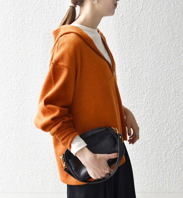 SHIPS any「SHIPS any:〈手洗い可能〉起毛 ワッフル ハーフジップ フーディー プルオーバー」|Tシャツ・カットソー|