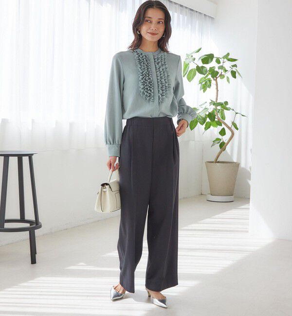 SHIPS for women「〈洗濯機可能〉ポリエステル カルゼ フリル ブラウス」|シャツ・ブラウス|