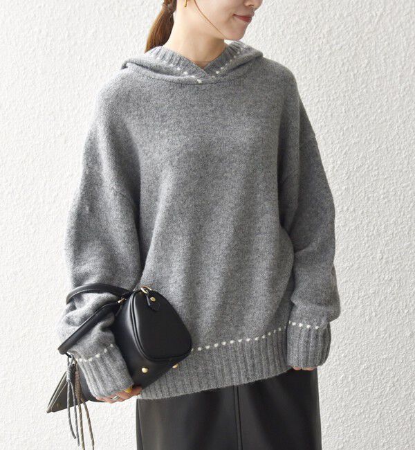 SHIPS any「SHIPS any:〈手洗い可能〉ステッチ デザイン フーディー ルーズ ニット」|ニット・セーター|