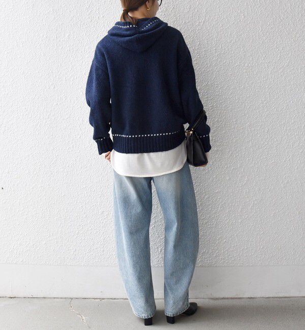 SHIPS any「SHIPS any:〈手洗い可能〉ステッチ デザイン フーディー ルーズ ニット」|ニット・セーター|