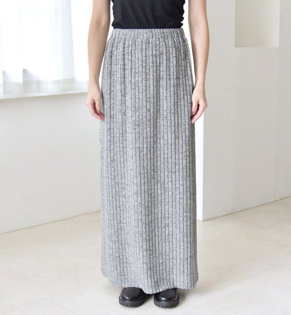 quaranciel「《予約》quaranciel:〈手洗い可能〉ポリエステル ベロア スキッパー ニット &  Iライン スカート」|ワンピース|