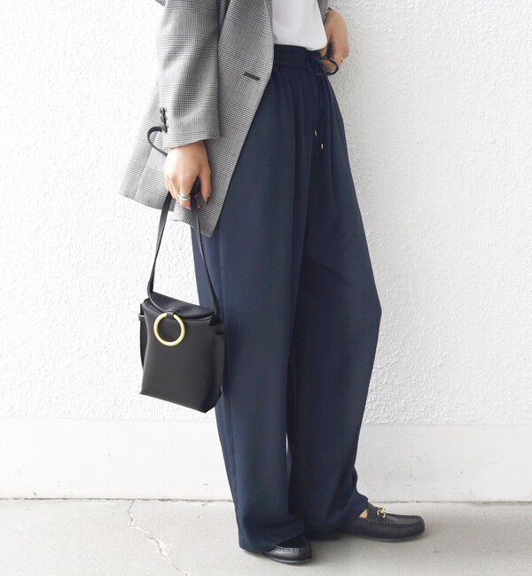 SHIPS for women「〈手洗い可能〉サテン ドロスト パンツ」|その他|ネイビー