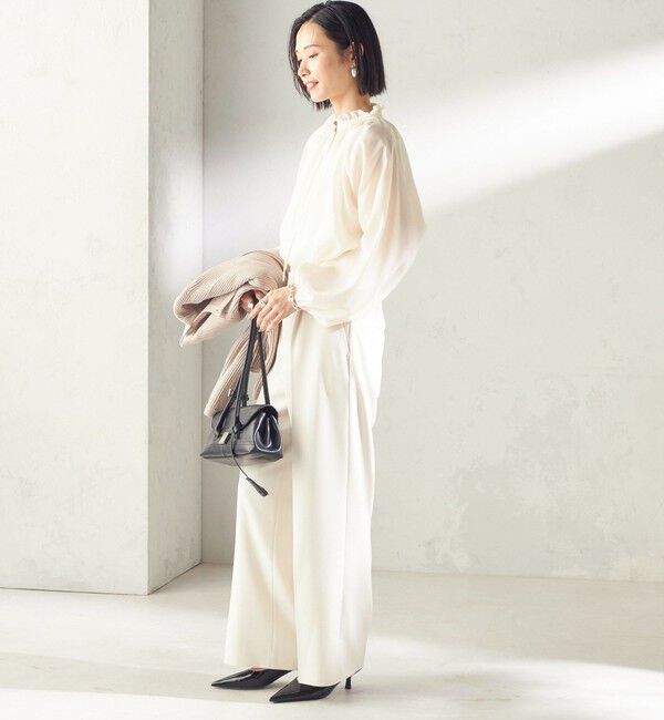 SHIPS for women「〈手洗い可能〉シアー タンブラー リボン デザイン 長袖 ブラウス」|シャツ・ブラウス|